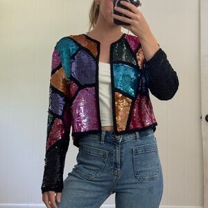 Vintage 1980s Crop Sequin Jacket